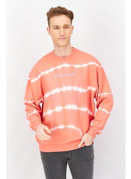 Asos Design Men Oversize Crew Neck Long Sleeve Graphic Print Sweatshirt, Orange  - Image 1
