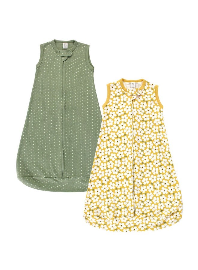 Hudson Baby Unisex Baby Cotton Wearable Sleeping Bag, Sack, Blanket, Sage Floral Sleeveless, 3-9 Months - Image 1