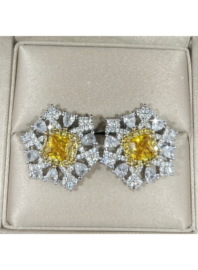 KUYING Temperament Inlaid Diamond Gemston Crystal Earrings With Hooks And Studs