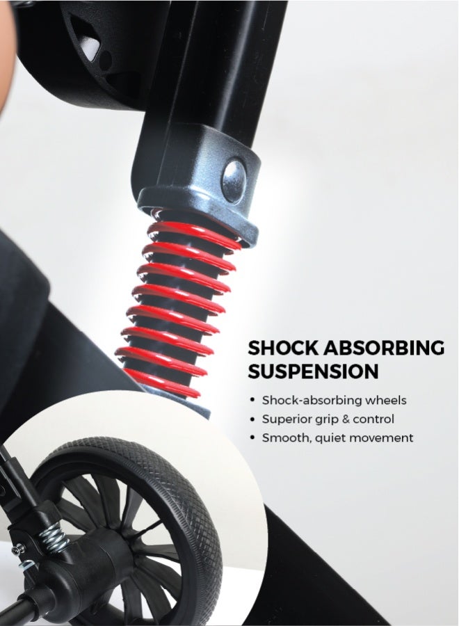 Zenito Reversible handle Baby Stroller - Stylish, Lightweight 5.8kg , Foldable Travel Stroller for Infants & Toddlers, All-Terrain Wheels, Safety Harness, Aluminum Frame, 0-36 Months | Black - Image 5