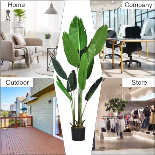 Fox & Fern Plastic (3.8 FT Natural Looking Traveller's Palm Artificial Plant | with Basic Pot | Ornamental Plant Best for Gifting, Party, Home Decor (GAJW3018) - Image 4