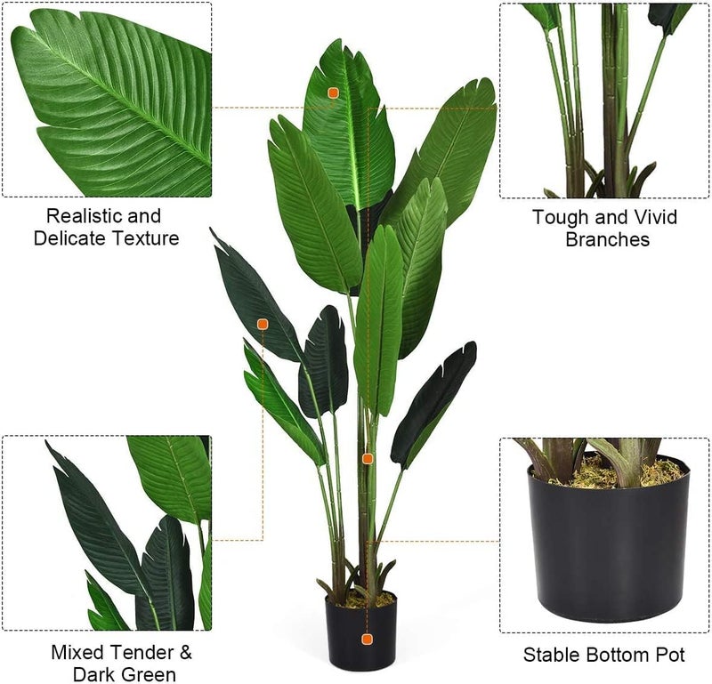 Fox & Fern Plastic (3.8 FT Natural Looking Traveller's Palm Artificial Plant | with Basic Pot | Ornamental Plant Best for Gifting, Party, Home Decor (GAJW3018) - Image 3