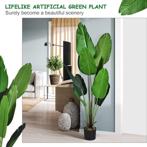 Fox & Fern Plastic (3.8 FT Natural Looking Traveller's Palm Artificial Plant | with Basic Pot | Ornamental Plant Best for Gifting, Party, Home Decor (GAJW3018) - Image 5