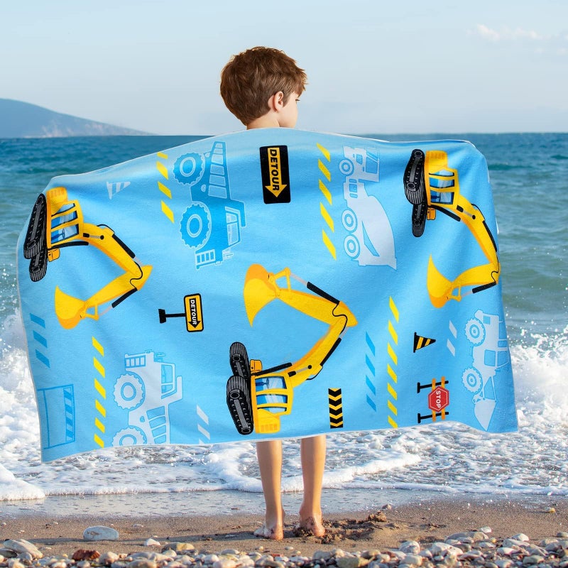 WERNNSAI Truck Kids Beach Towel for Boys - 30â€ x 60â€ Truck Sand Free Swim Towels for Boys Bath Pool Camping Travel Towel Quick Dry Ultra Absorbent Super Soft Beach Blanket Bath Shower Towel - Image 1