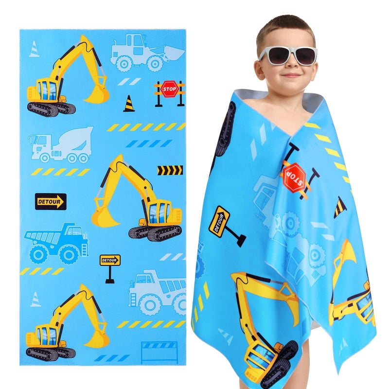 WERNNSAI Truck Kids Beach Towel for Boys - 30â€ x 60â€ Truck Sand Free Swim Towels for Boys Bath Pool Camping Travel Towel Quick Dry Ultra Absorbent Super Soft Beach Blanket Bath Shower Towel - Image 2