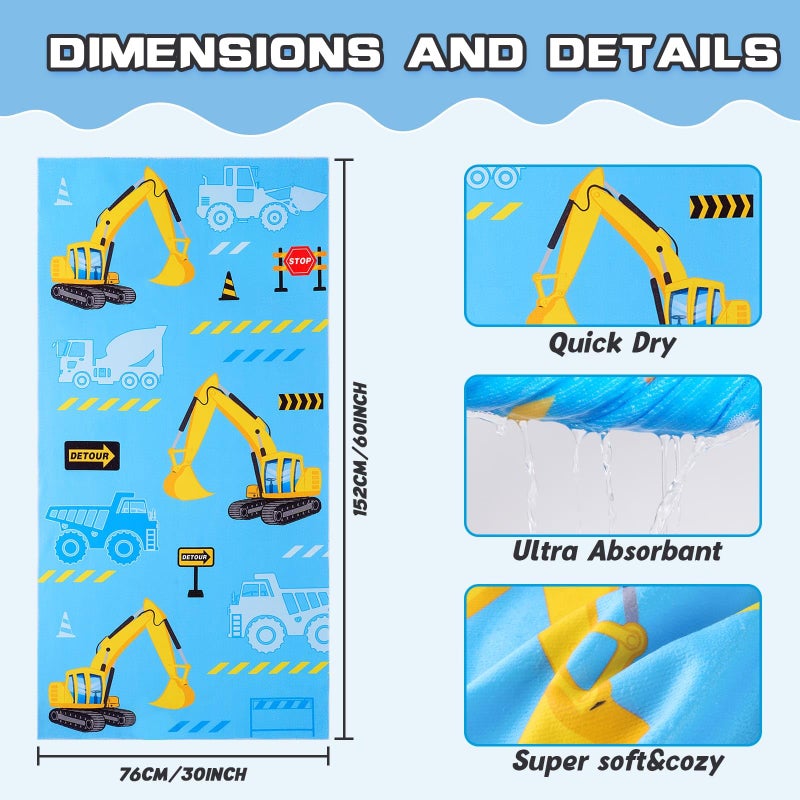 WERNNSAI Truck Kids Beach Towel for Boys - 30â€ x 60â€ Truck Sand Free Swim Towels for Boys Bath Pool Camping Travel Towel Quick Dry Ultra Absorbent Super Soft Beach Blanket Bath Shower Towel - Image 4