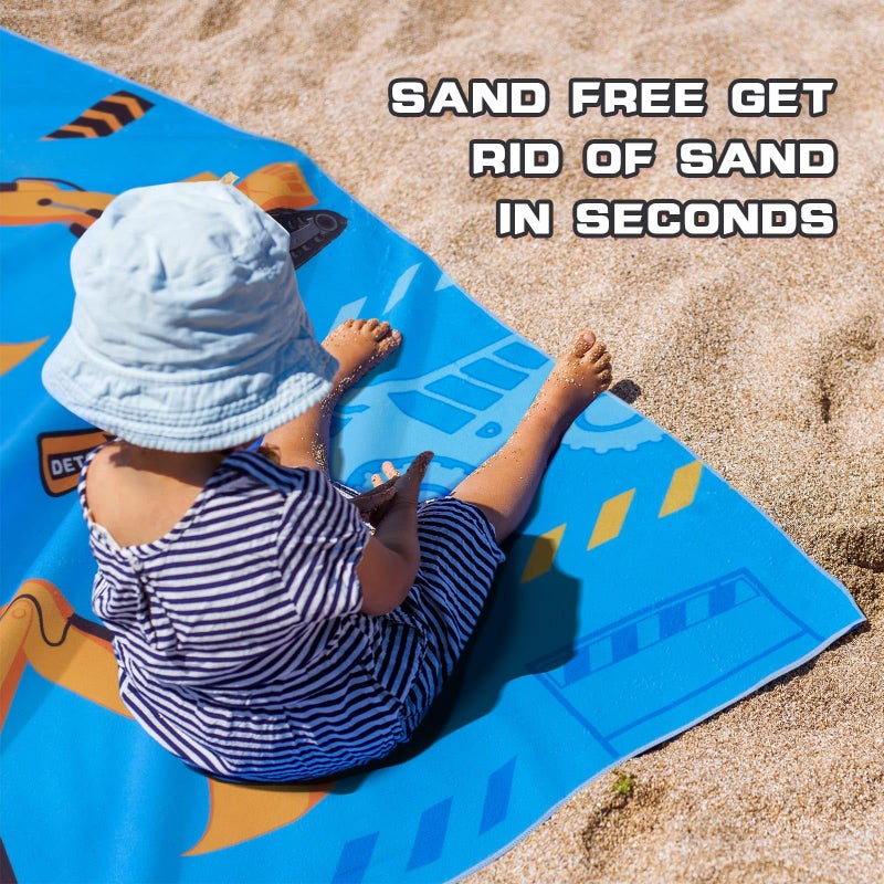 WERNNSAI Truck Kids Beach Towel for Boys - 30â€ x 60â€ Truck Sand Free Swim Towels for Boys Bath Pool Camping Travel Towel Quick Dry Ultra Absorbent Super Soft Beach Blanket Bath Shower Towel - Image 5