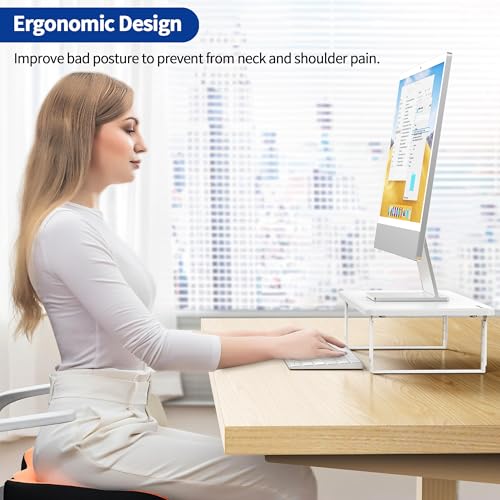 BESIGN MS01 Monitor Stand Riser Height Adjustable Laptop Stand Computer Monitor Stand for Monitor ComputerLaptopPrinter White - Image 3