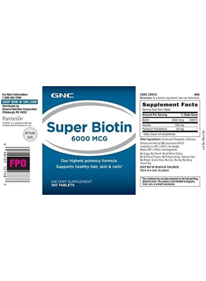 GNC Super Biotin 6000 Mcg - Image 3