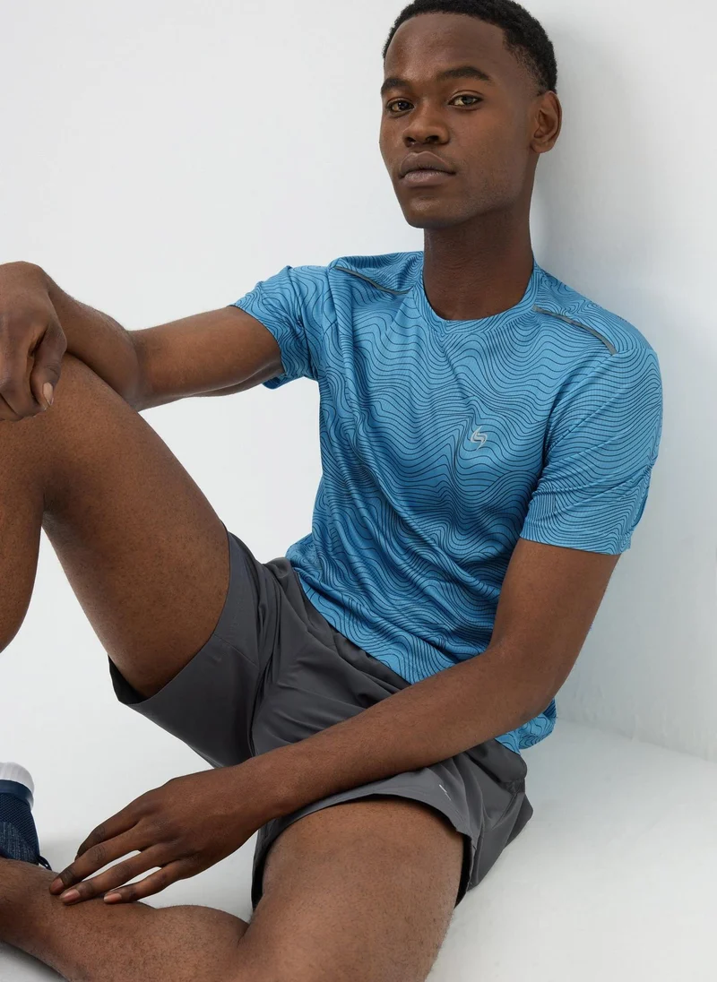 Matalan Souluxe Blue Geometric Print T-Shirt