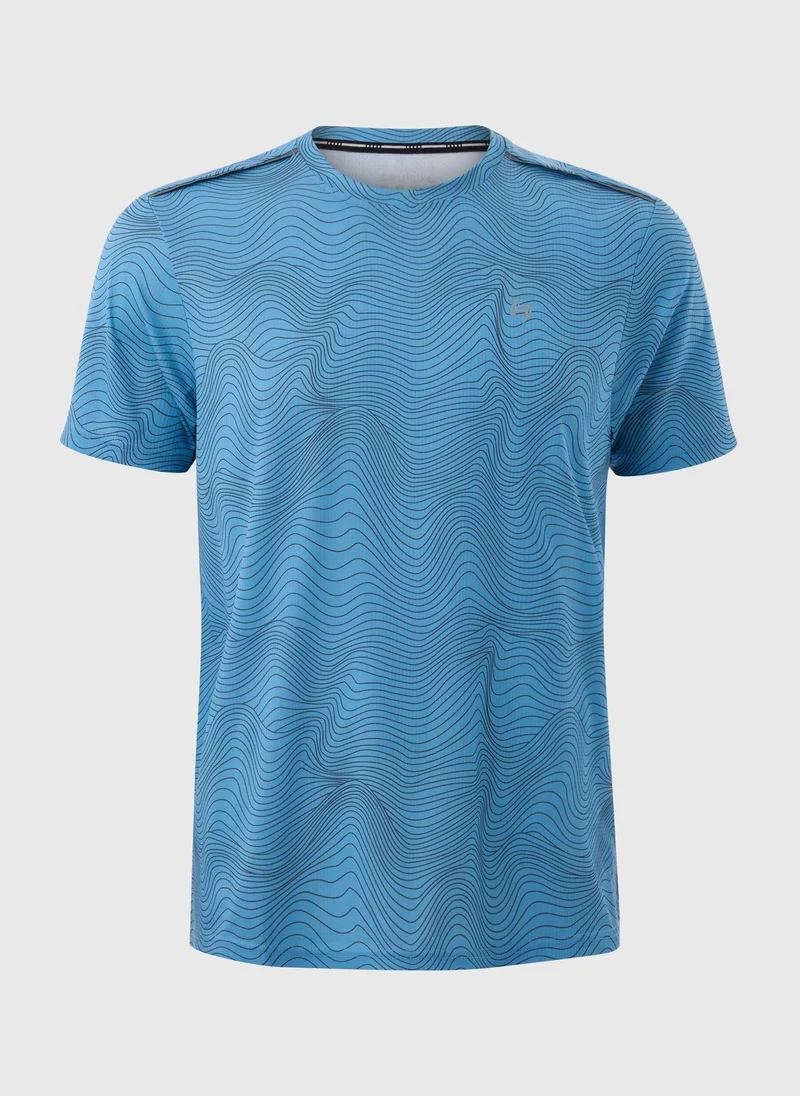 Matalan Souluxe Blue Geometric Print T-Shirt