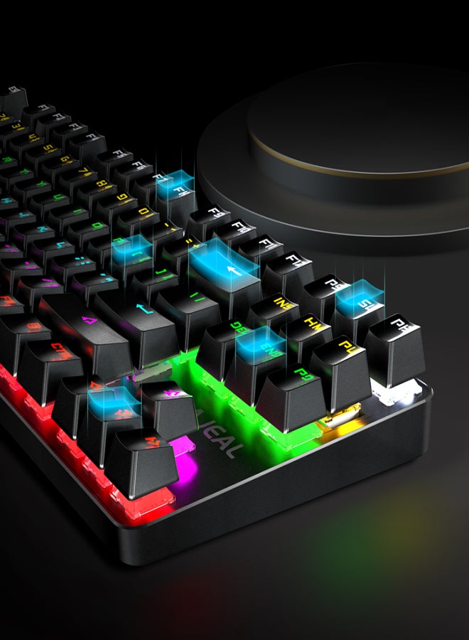 BAJEAL 87 Keys Mechanical Keyboard Wired Gaming Mechanical Keyboard with Mechanical Blue Switch RGB Light Effect Black - Image 3