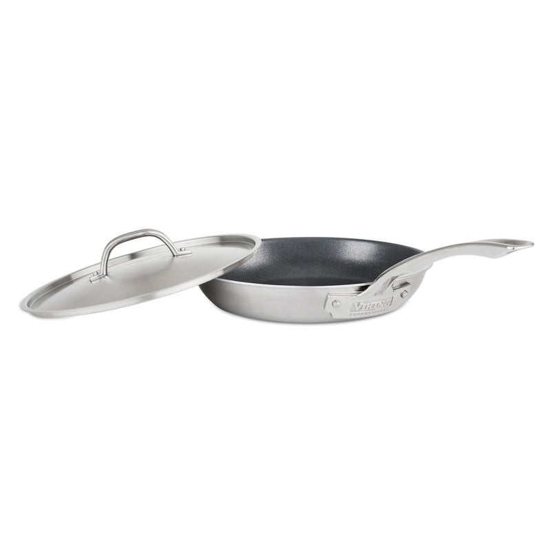 Viking Viking 5Ply Non Stick Frying Pan 10 Inch Stainless Steel Kitchen Cookware with Lid Satin Finish 