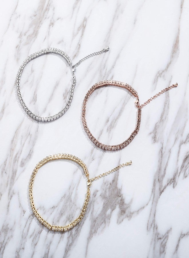 TOPGRILLZ 3-6mm Tennis Chain Anklet with Extension Bracelet for Women, 14K Gold Plated CZ Diamond Fashion Foot Jewelry Gifts (3mm White Gold,9) - Image 3