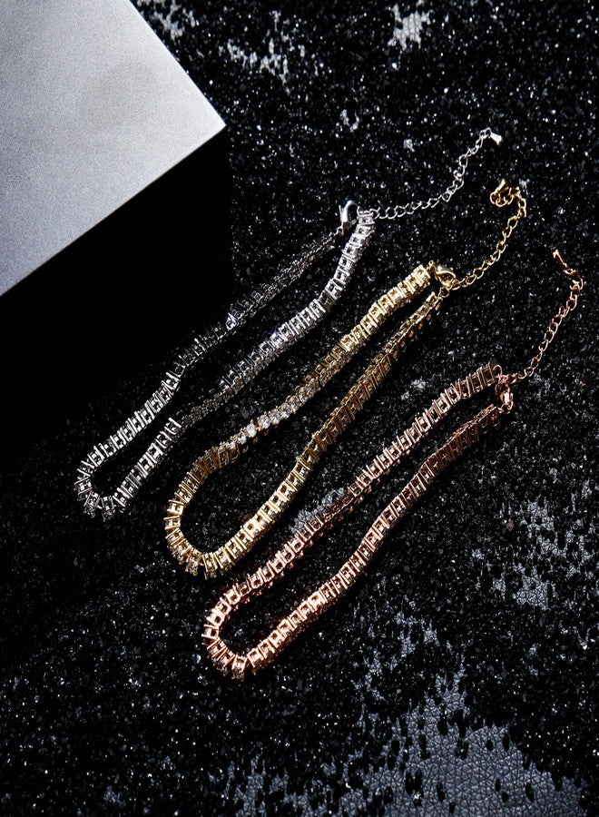 TOPGRILLZ 3-6mm Tennis Chain Anklet with Extension Bracelet for Women, 14K Gold Plated CZ Diamond Fashion Foot Jewelry Gifts (3mm White Gold,9) - Image 5