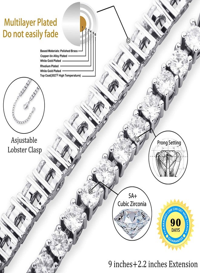 TOPGRILLZ 3-6mm Tennis Chain Anklet with Extension Bracelet for Women, 14K Gold Plated CZ Diamond Fashion Foot Jewelry Gifts (3mm White Gold,9) - Image 2