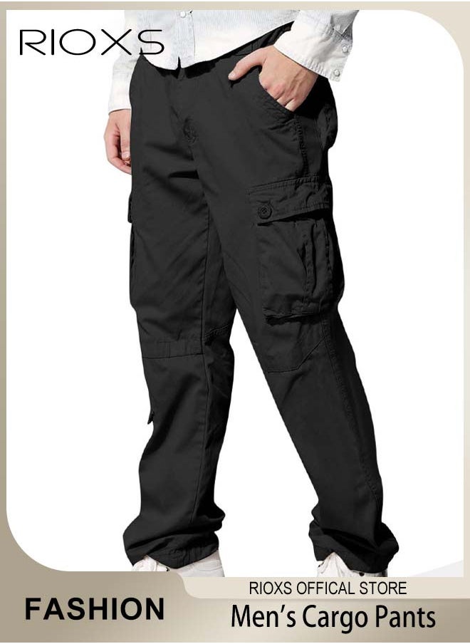 RIOXS Men's Cargo Pants,Breathable Sports Sweatpants,Mens Work Pants,Casual Athletic Jogger Trousers For Men,Comfy Elastic Waist Men Pants With Pockets,Classic Baggy Pant For Leisure Or Outdoor Activities  - Image 1