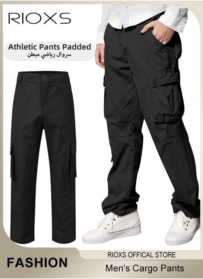 RIOXS Men's Cargo Pants,Breathable Sports Sweatpants,Mens Work Pants,Casual Athletic Jogger Trousers For Men,Comfy Elastic Waist Men Pants With Pockets,Classic Baggy Pant For Leisure Or Outdoor Activities  - Image 2
