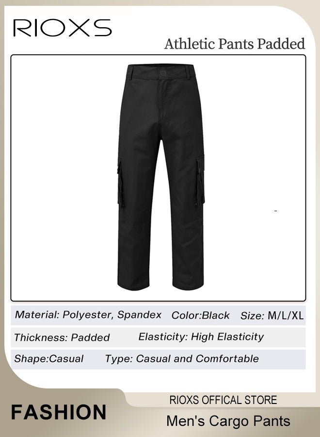 Men's Cargo Pants, Breathable Sports Sweatpants, Mens Work Pants, Casual Athletic Jogger Trousers For Men, Comfy Elastic Waist Men Pants With Pockets, Classic Baggy Pant, Men's Trousers For Leisure Or Outdoor Activities