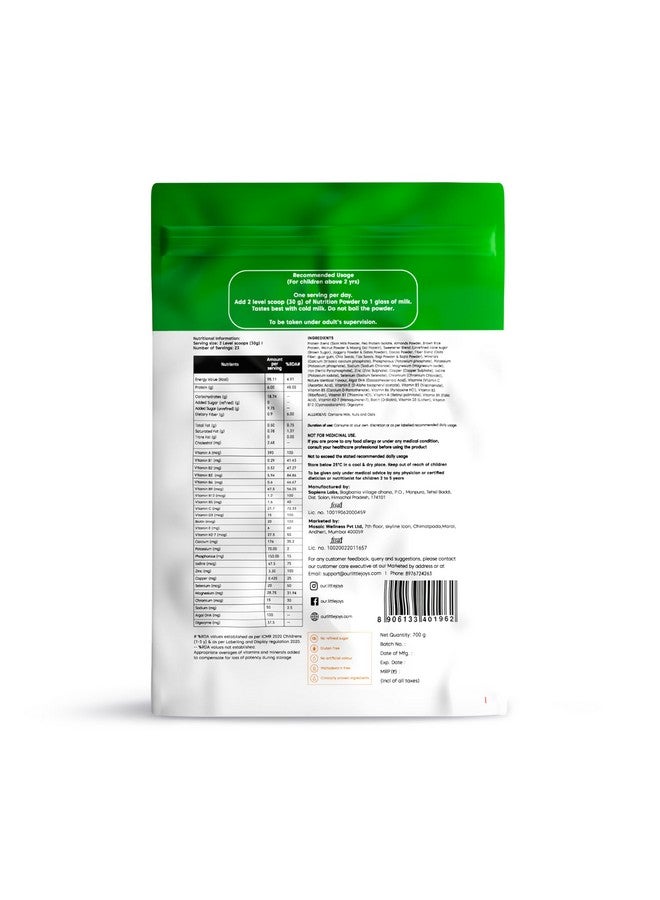 Little Joys Little Joys Nutrimix Nutrition Powder Refill Pouch 700g | 2-6 Years | No Refined Sugar | Supports Healthy Growth & Boosts Immunity | With Ragi, Bajra, Almonds & Oats | Chocolate Flavour  - Image 2