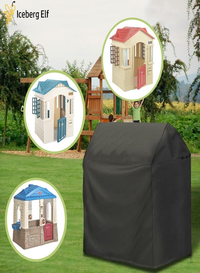 Iceberg Elf Outdoor playhouse covers waterproof, Wooden playhouse cover, 45" L x 40" W x 50" H, Rainproof, Sun Protection dust, , 420D Heavy duty oxford fabric, (Black) - Image 4