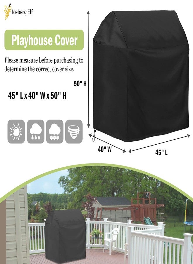 Iceberg Elf Outdoor playhouse covers waterproof, Wooden playhouse cover, 45" L x 40" W x 50" H, Rainproof, Sun Protection dust, , 420D Heavy duty oxford fabric, (Black) - Image 2