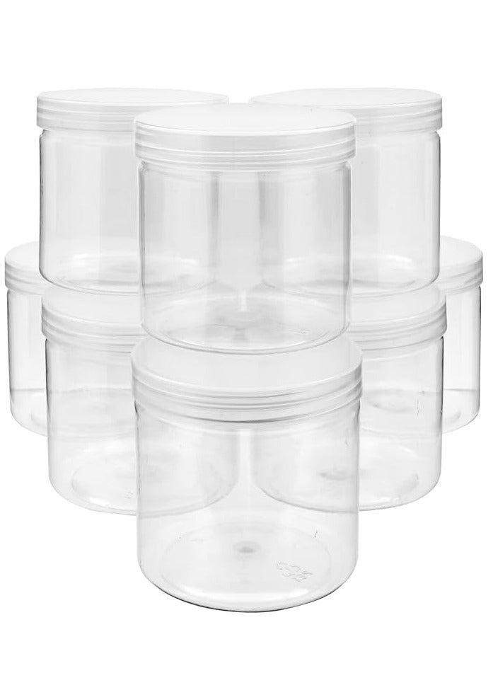 Home zone Clear 12 oz Plastic Jars with Lids 8 Pack Slime Containers for Kids DIY Crafts Home Use Storage - Image 1