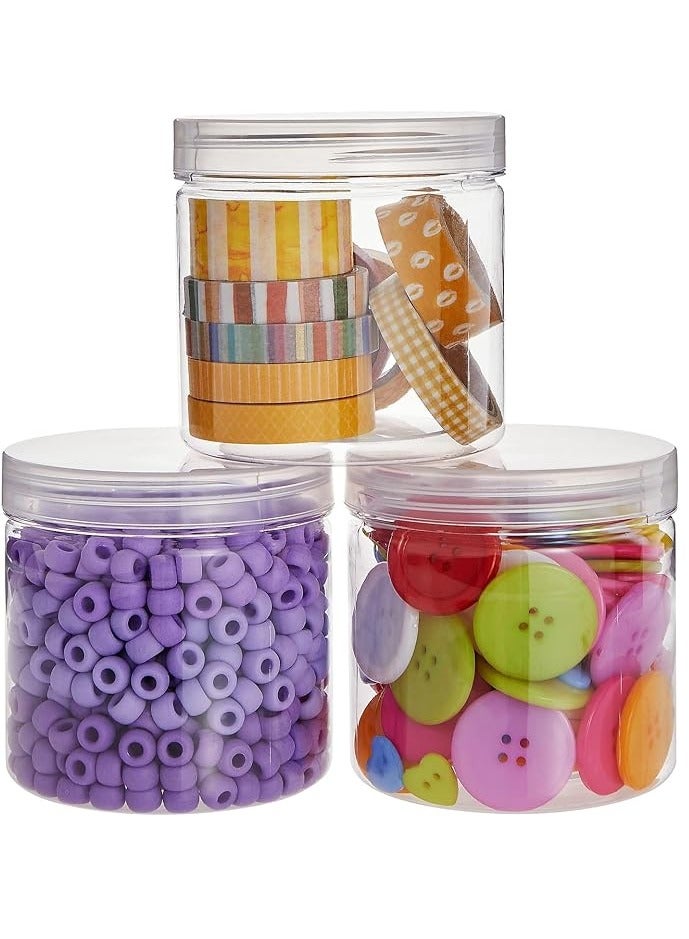 Home zone Clear 12 oz Plastic Jars with Lids 8 Pack Slime Containers for Kids DIY Crafts Home Use Storage - Image 4