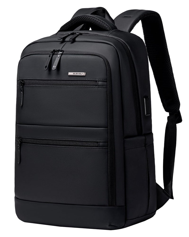 GOLDEN WOLF Business Backpack for Men Multi-pocket 15.6" Laptop Bag Water-resistant 21L Medium Backpack for Office College Daily Use - Image 1