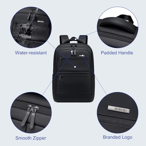GOLDEN WOLF Business Backpack for Men Multi-pocket 15.6" Laptop Bag Water-resistant 21L Medium Backpack for Office College Daily Use - Image 4
