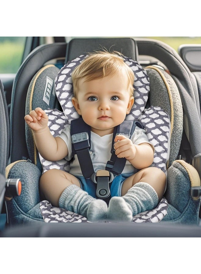 KAKIBLIN Infant Car Seat Insert, Baby Carseat Head & Body Support for Newborn, 2-in-1 Reversible Baby Car Seat Cushion, Soft Stroller Cushion Insert for CarSeats, Bouncer, Strollers, Swing (Cloud) - Image 3