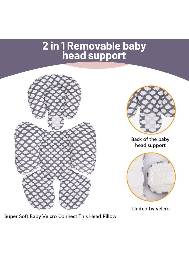 KAKIBLIN Infant Car Seat Insert, Baby Carseat Head & Body Support for Newborn, 2-in-1 Reversible Baby Car Seat Cushion, Soft Stroller Cushion Insert for CarSeats, Bouncer, Strollers, Swing (Cloud) - Image 4