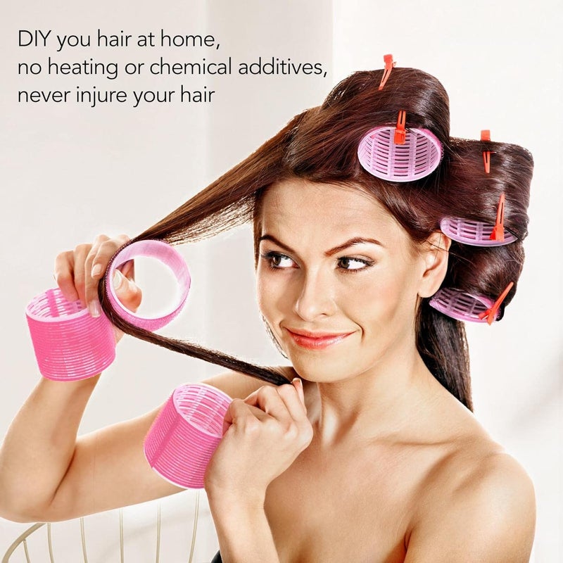 كلاراكو ١٠ بكرات شعر ذاتية التثبيت، بكرات تصفيف الشعر، تصميم لاصق للشعر، للاستخدام المنزلي أو في صالونات التجميل (٨ أحجام: صغير/متوسط/كبير) ٣٢ مم - Image 2