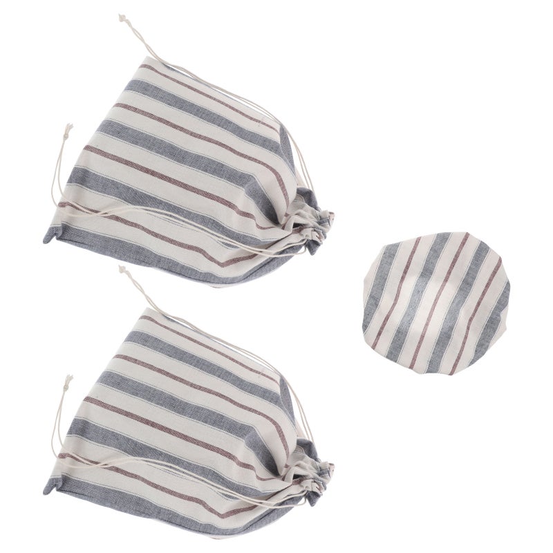 2 Sets Linen Bread Bag and Bowl Cover with Liner Drawstring Bread Keeper Pouch Organic Linen Sourdough Container Reusable Saver Bag - Image 4