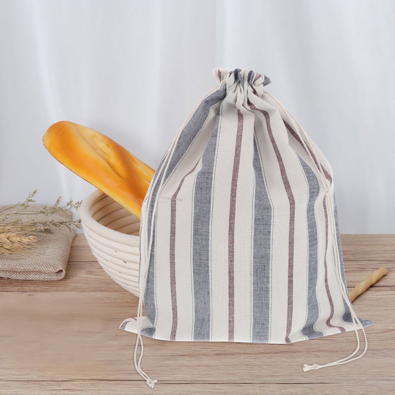 2 Sets Linen Bread Bag and Bowl Cover with Liner Drawstring Bread Keeper Pouch Organic Linen Sourdough Container Reusable Saver Bag - Image 5