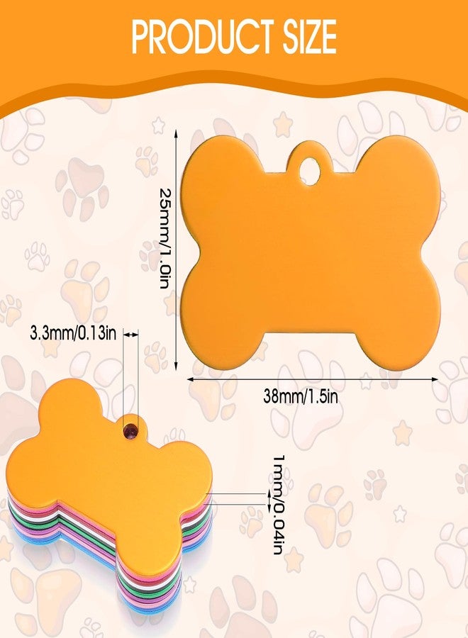 mekueeex 100 Pcs Blank Dog Pet ID Tags Number for Engraving 38MM Aluminum Bone Shape Name Tag Colorful Double Sided Dog Cat Phone Number Tag Pendants - Image 4