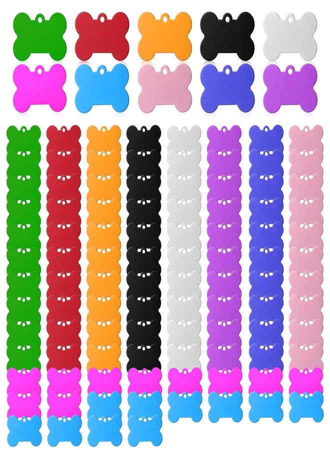mekueeex 100 Pcs Blank Dog Pet ID Tags Number for Engraving 38MM Aluminum Bone Shape Name Tag Colorful Double Sided Dog Cat Phone Number Tag Pendants - Image 1