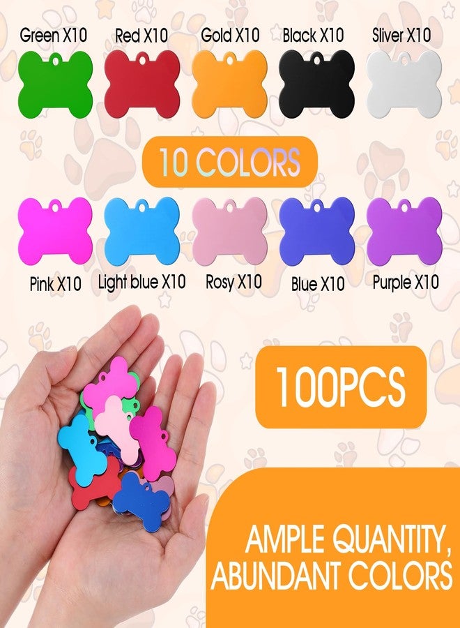 mekueeex 100 Pcs Blank Dog Pet ID Tags Number for Engraving 38MM Aluminum Bone Shape Name Tag Colorful Double Sided Dog Cat Phone Number Tag Pendants - Image 2