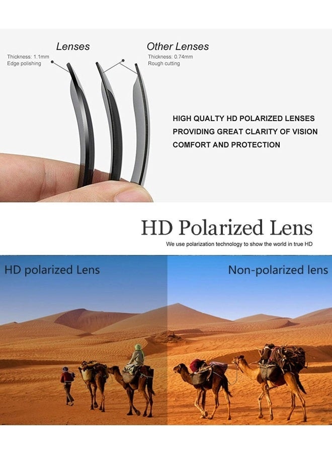 كيو 3 قطع نظارات شمسية رياضية مستقطبة للرجال يركبون الدراجات وهم يصطادون الأسماك حماية من UV400 (نظارات + حبال) - Image 4