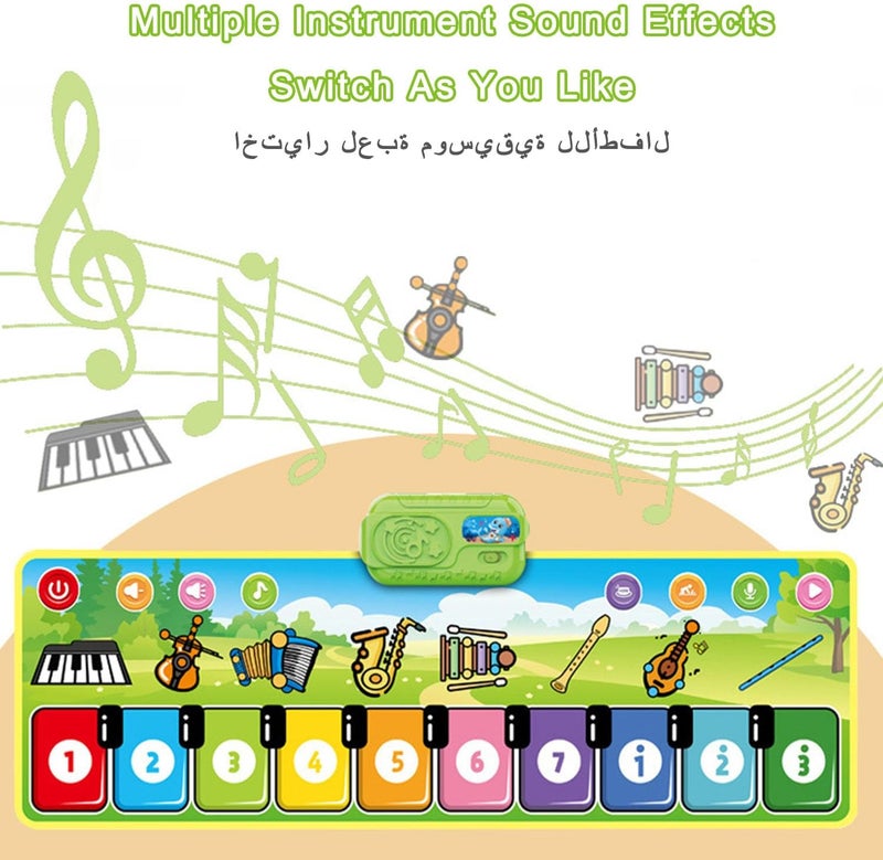 Piano Music Dance Mat, Music Mat For Kids, Children's Soft Touch Game Pad With 8 Instrument Sounds, Touch Musical Mat Gift Toys For 2 3 4 5 6 Years Old Kids Boys Girls - Image 5
