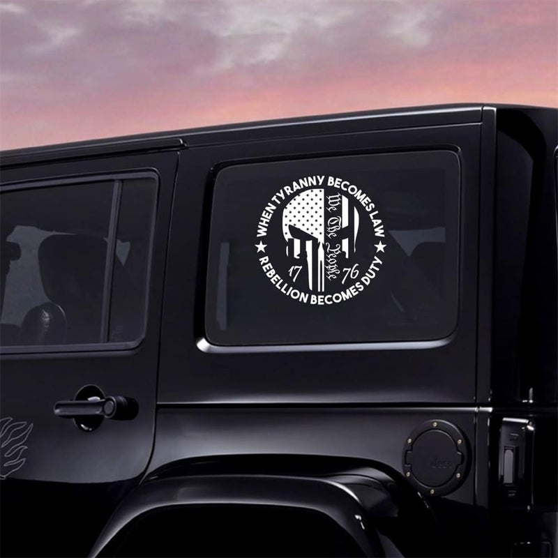 TIPSANGGO We The People Sticker Decals 1776 Distressed American USA Flag Skull Decal, Patriotic Vinyl Decal for Auto Car Truck SUV Window (White, M#) - Image 4