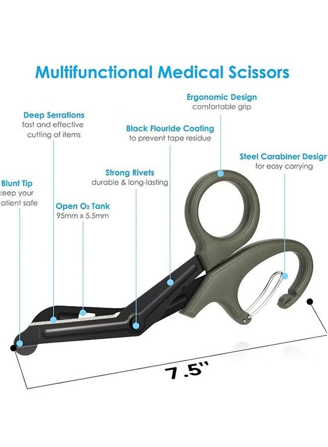 Ailily 3PCS Trauma Scissors Medical Scissors with Carabiner,  7.5" Bandage Nursing Scissors, Premium Fluoride-Coated Surgical Scissors for Nurses, Doctors, Nursing Students, First Aid, EMT EMS - Image 2