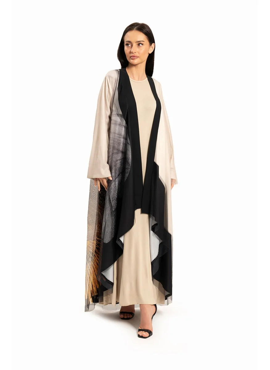 وي كرييت Women Beige with Black Abstract Motif Kaftan By WECRE8