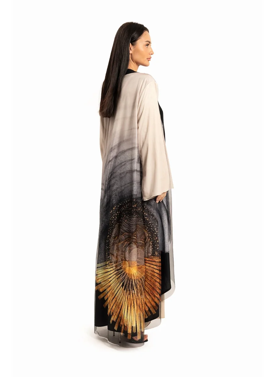 وي كرييت Women Beige with Black Abstract Motif Kaftan By WECRE8