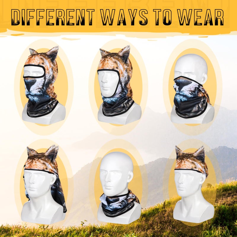 Cutecrop 6 Pcs 3D Cat Ski Masks Funny Dog Balaclava Face Covers Animal Cycling Masks for Cosplay Winter Halloween Outdoor(Cool) Multicolor - Image 4