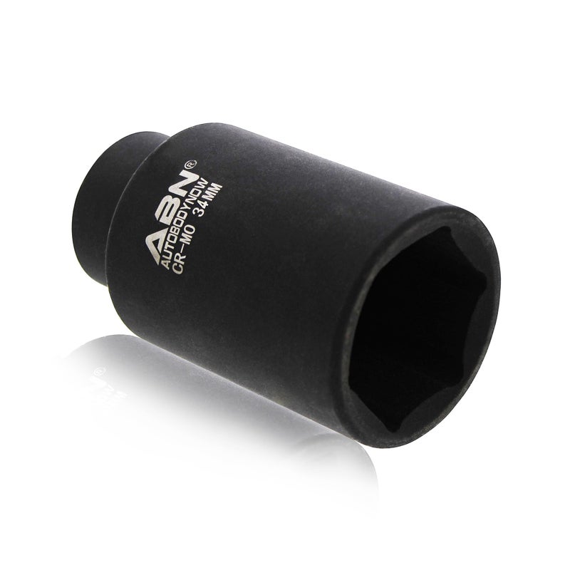 ABN Axle Nut Socket, 34mm, 1/2in Drive, 6 Point â€“ Universal for All Vehicle 6pt Installation, Removal, Repair - Image 1
