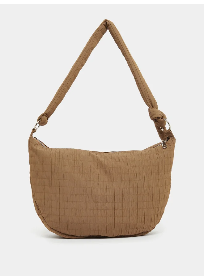 ستايلي Styli Textured Shoulder Bag with Zip Closure