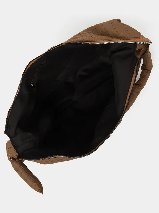 Styli Styli Textured Shoulder Bag with Zip Closure