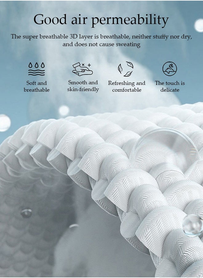 DUNISO 3-piece Cooling Bedding Set with 2 Pillowcases:Ice Silk Sheets & Latex Mattress Pad for Hot Climate,Breathable Sheets,Summer Night Sweat Relief,180*200cm,Light Grey  - Image 4