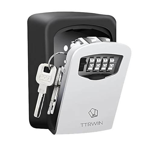 TTRWIN Key Lock Box for Outside, Resettable 4 Digit Combination Waterproof Lockbox, Key Safe Storage Security Lock Box, 5 Keys Large Capacity Wall Mounted LockBox for House Key, ID Card, Garage Key - Image 1
